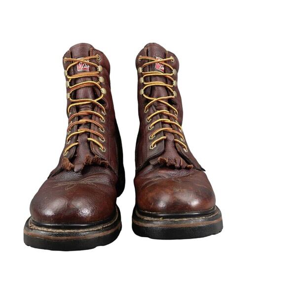 Tony Lama Shoes Mens 10 Boots Work Timber Lace Up Leather Waterproof Utility Mid - Picture 5 of 16